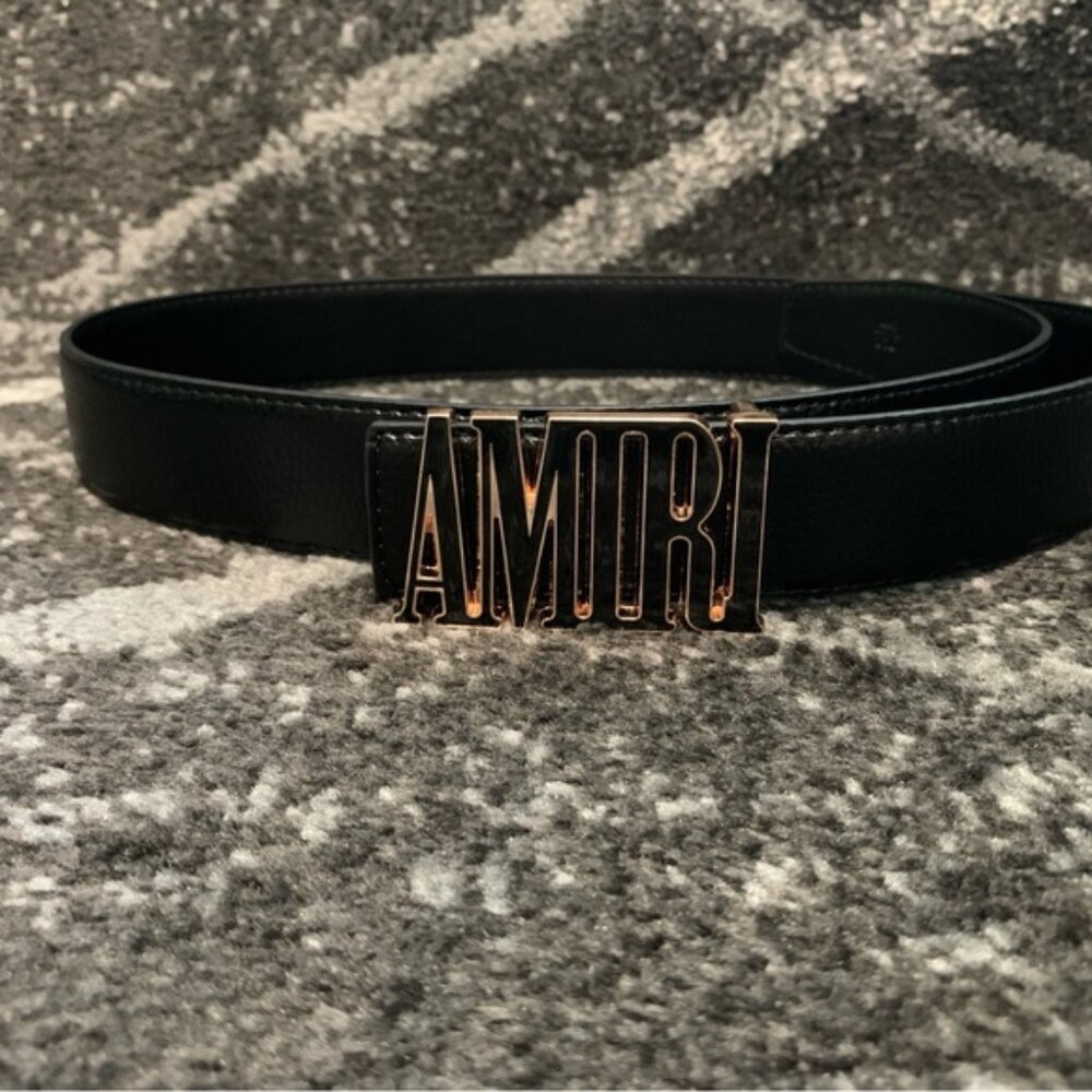 Amiri MA Logo Black Belt Vegan Leather Size 32